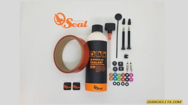 Kit Tubeless 24mm / Cinta llanta+2 valvulas 48mm+RVC+Sellador 8oz - Orange Seal
