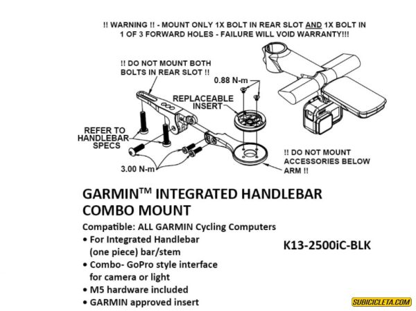Soporte para manillar integrado Combo (IHS) para Garmin negro (aluminio) K-EDGE - Image 3