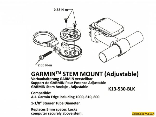 Soporte de Stem ajustable para Garmin negro (aluminio) K-EDGE - Image 5