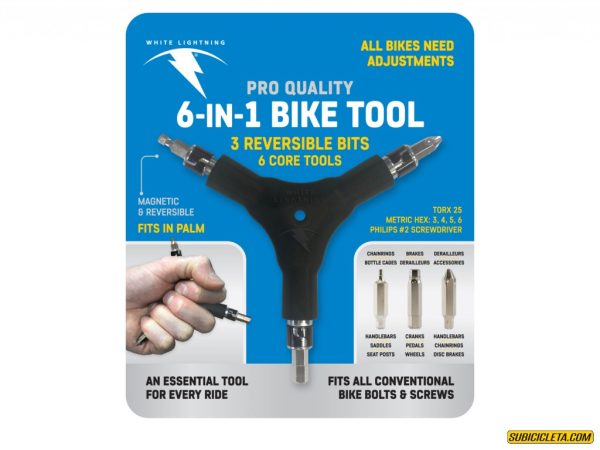 Herramienta PRO Quality 6 in 1 Bicycle Tool White Lightning
