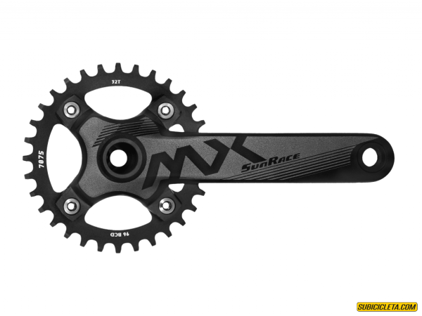 Bielas MX0U mono plato 32T Ø96 con BBM97 symmetric Alloy SunRace