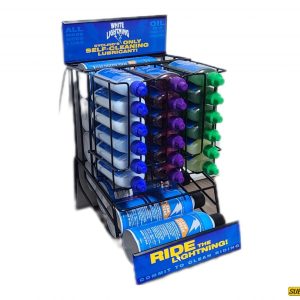 EXHIBIDOR DE ALUMINIO X 18 PARA LUBRICANTES WHITE LIGHTNING