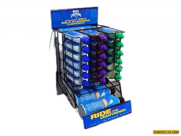EXHIBIDOR DE ALUMINIO X 18 PARA LUBRICANTES WHITE LIGHTNING