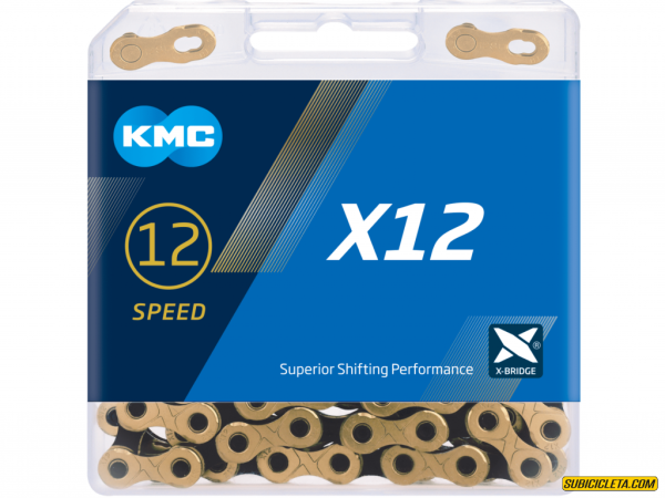 Cadena Kmc X12 TI  Dorada / Negra Para Bicicleta (12 Velocidades)